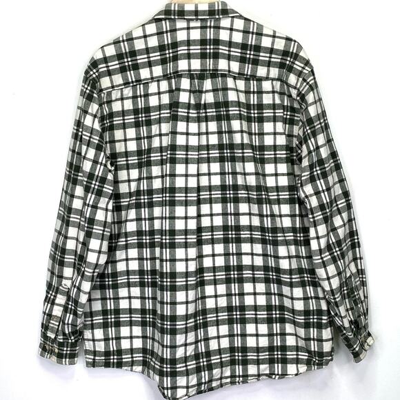 Vintage Eddie Bauer Green Plaid Flannel Button Up Shirt Mens Tall XL Heavyweight - Picture 3 of 8